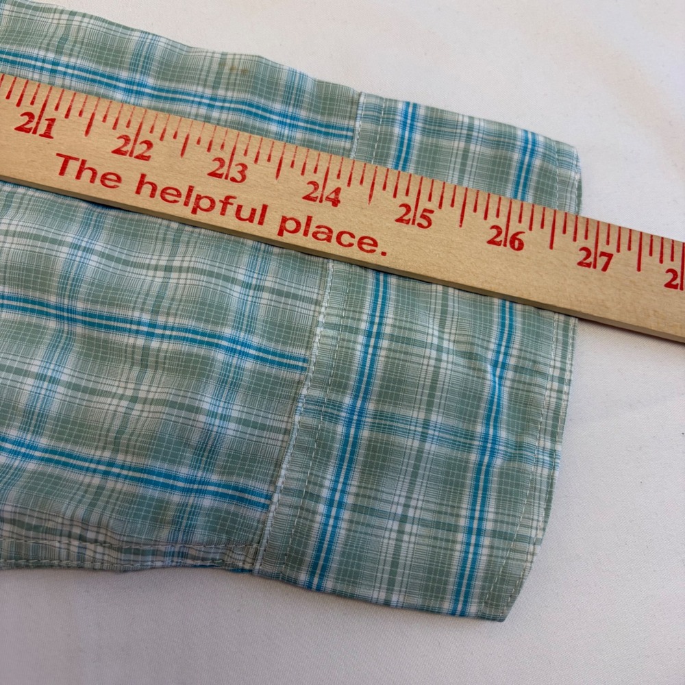Simms Fishing Shirt Plaid Mens XXL Long Sleeve Roll Tab Green Blue Outdoor Top - Picture 8 of 11